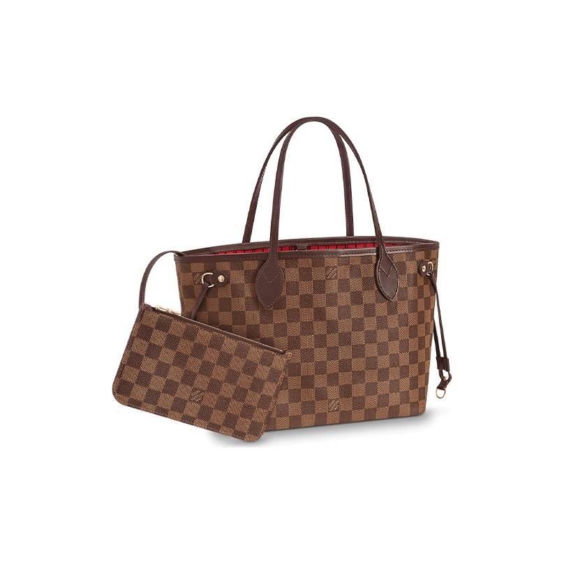 LOUIS VUITTON NEVERFULL PM Damier Ebene Tote Bag (With Pouch) - Convertible Shoulder & Handheld Bag, Small Size, for Women, Brown