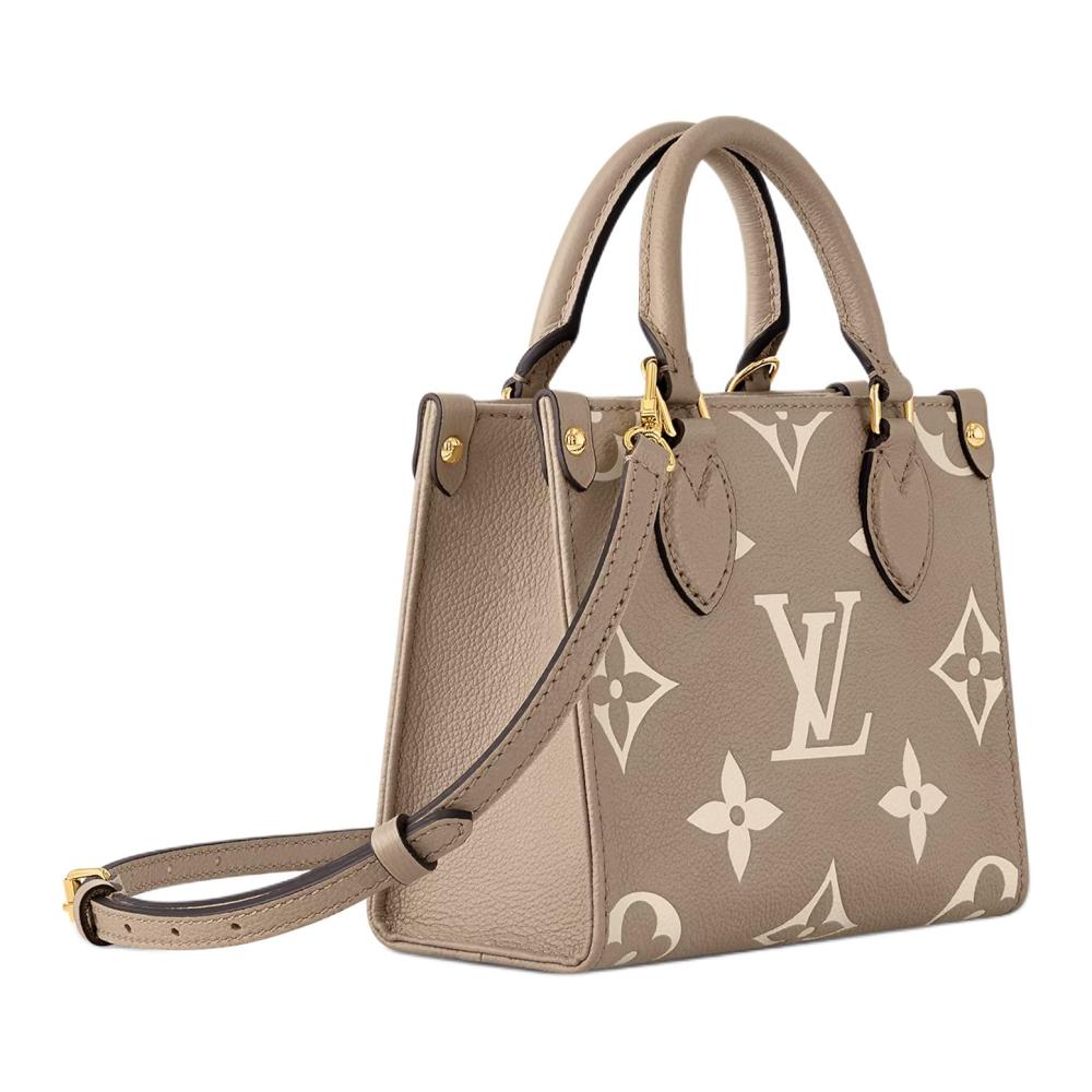 LOUIS VUITTON ONTHEGO BB Tote Bag - With Removable & Adjustable Shoulder Strap, for Women, Dove Grey with Cream Accents