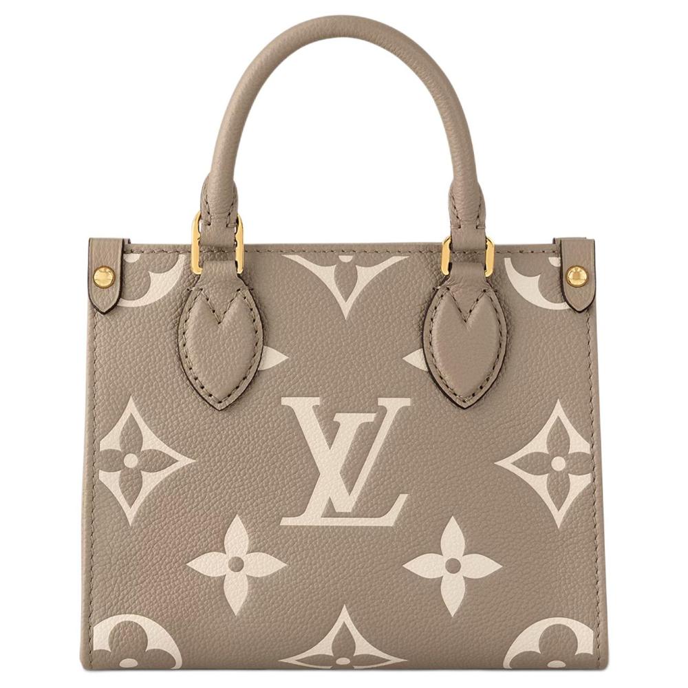 LOUIS VUITTON ONTHEGO BB Tote Bag - With Removable & Adjustable Shoulder Strap, for Women, Dove Grey with Cream Accents