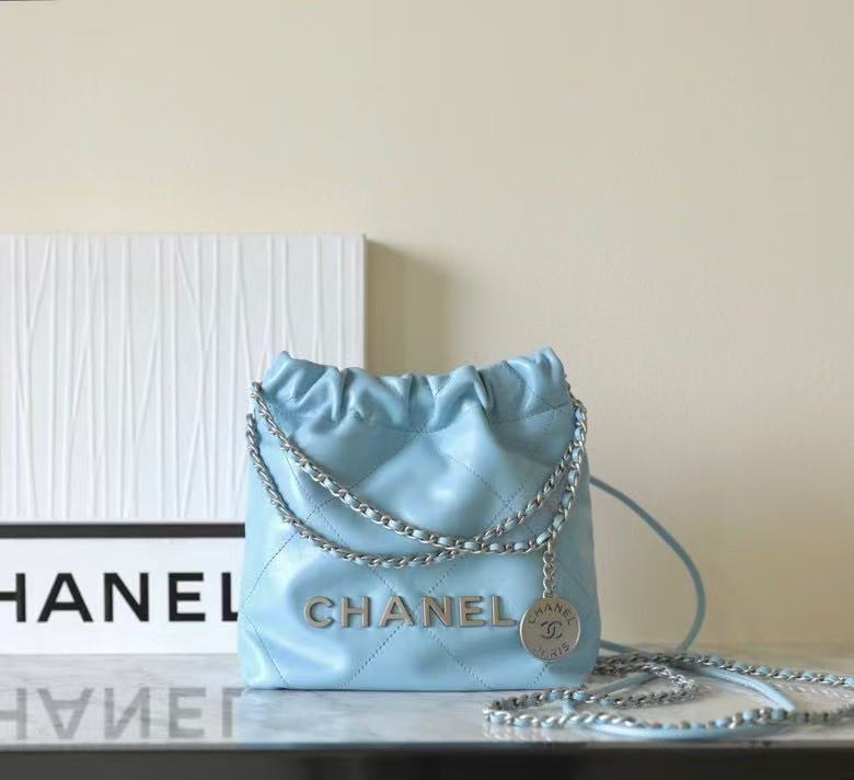 CHANEL 22Bag 25C Leather-threaded Chain Quilted Hobo Bag, Mini Handbag/Shoulder Bag for Women  20CM