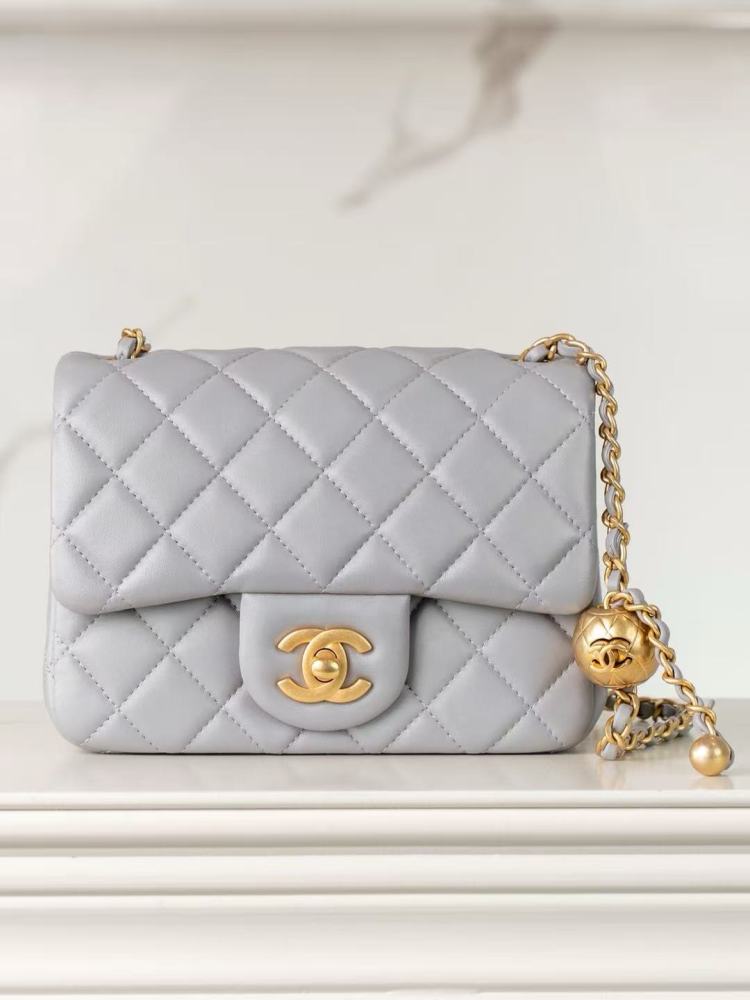 CHANEL 20S CF Square Fat Bag, Classic Quilted Pattern, Gold Buckle, Adjustable Leather Chain Shoulder Strap, Lambskin, Mini Crossbody/Shoulder Bag, Women's, Black