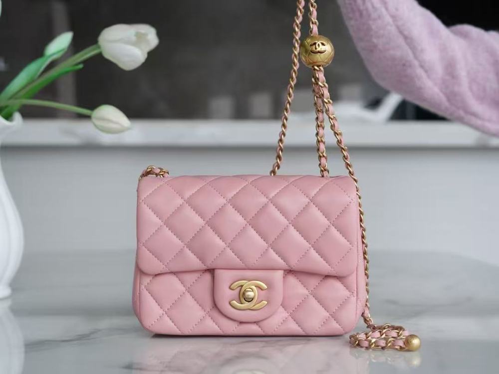 CHANEL 20S CF Square Fat Bag, Classic Quilted Pattern, Gold Buckle, Adjustable Leather Chain Shoulder Strap, Lambskin, Mini Crossbody/Shoulder Bag, Women's, Black