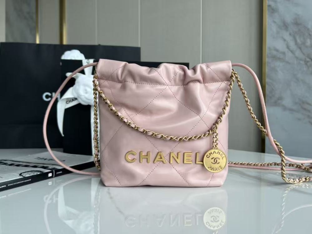 CHANEL 22Bag 25C Leather-threaded Chain Quilted Hobo Bag, Mini Handbag/Shoulder Bag for Women  20CM