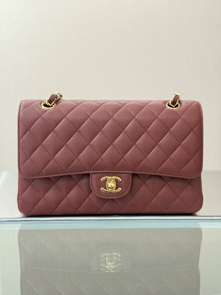 CHANEL Classic Flap (CF) leather crossbody/shoulder bag, medium size, women's, black, with classic quilted leather and chain strap.