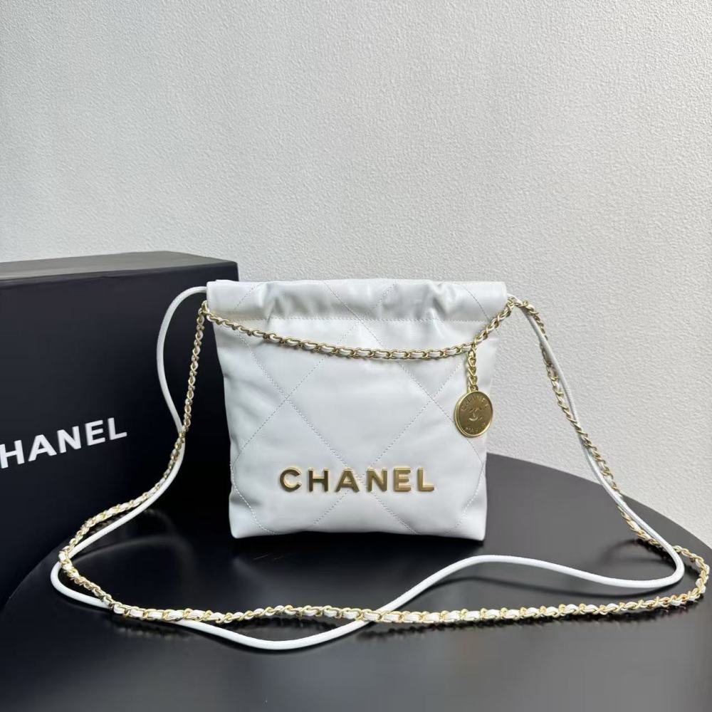 CHANEL 22Bag 25C Leather-threaded Chain Quilted Hobo Bag, Mini Handbag/Shoulder Bag for Women  20CM