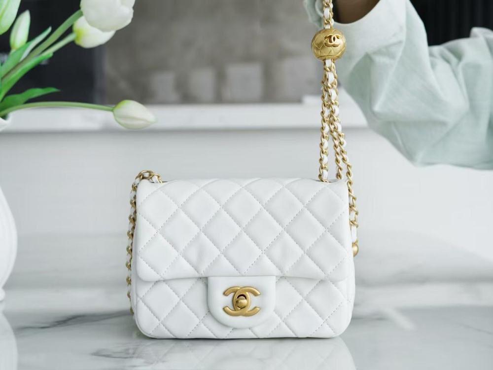 CHANEL 20S CF Square Fat Bag, Classic Quilted Pattern, Gold Buckle, Adjustable Leather Chain Shoulder Strap, Lambskin, Mini Crossbody/Shoulder Bag, Women's, Black