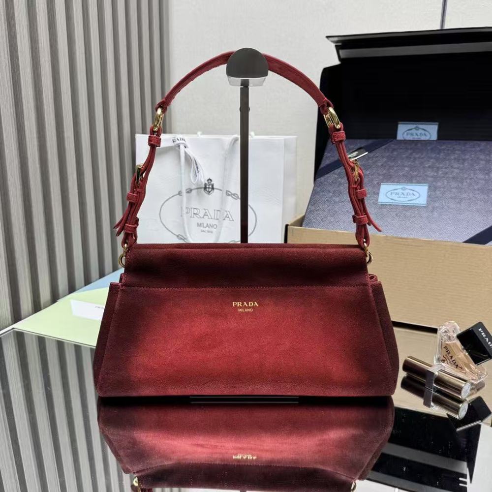 PRADA Enchaine/Calfskin/Suede/22CM/32.5CM