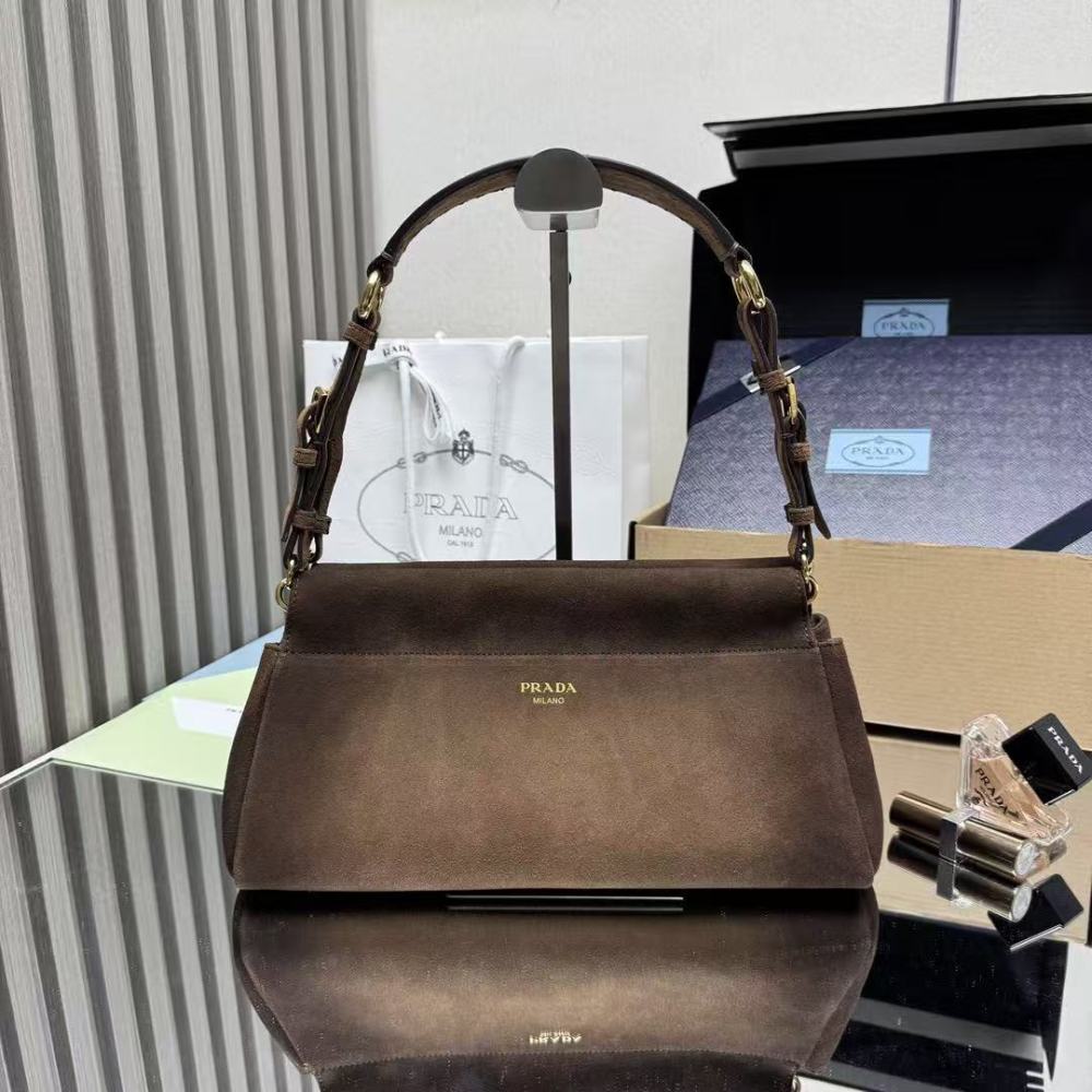 PRADA Enchaine/Calfskin/Suede/22CM/32.5CM