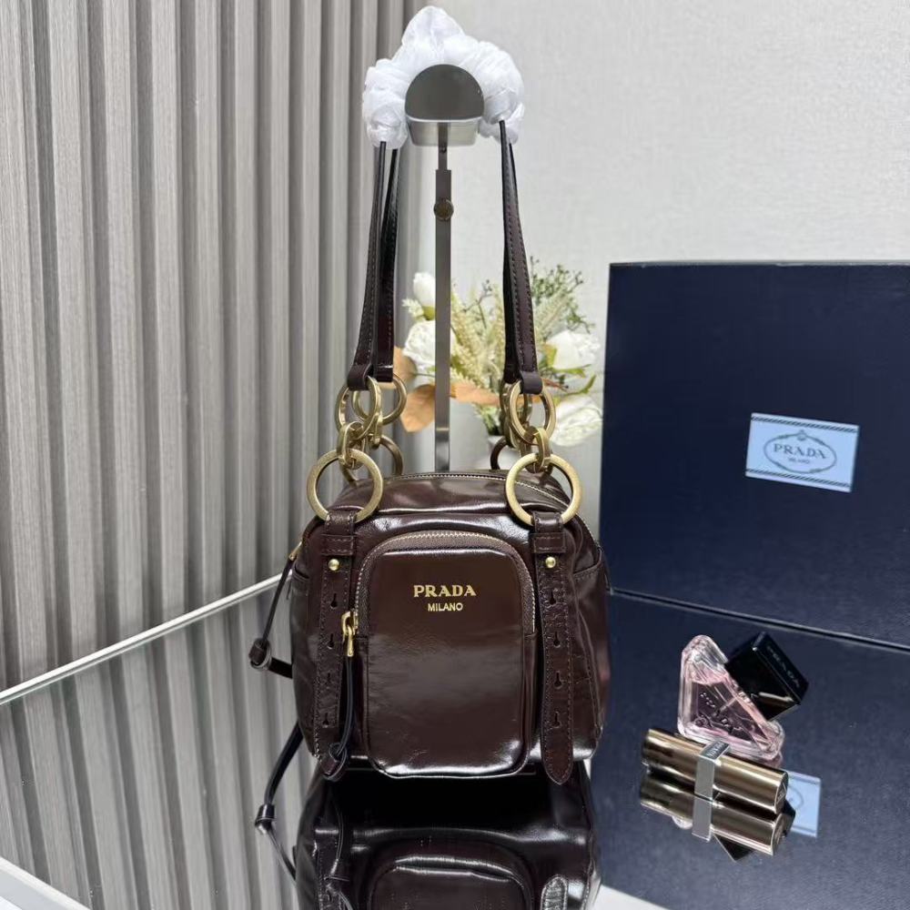 PRADA Dangle Bag / Cowhide Leather / 30CM / 14.5CM