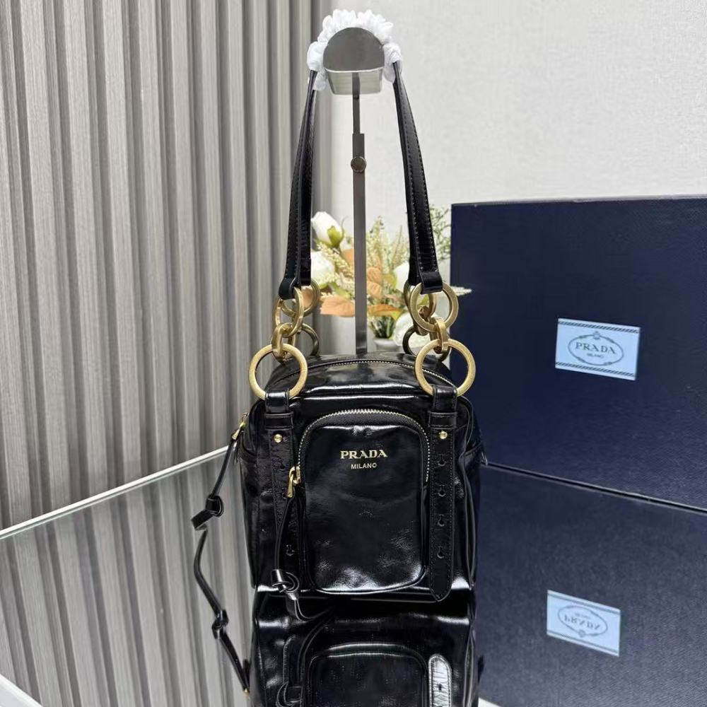 PRADA Dangle Bag / Cowhide Leather / 30CM / 14.5CM