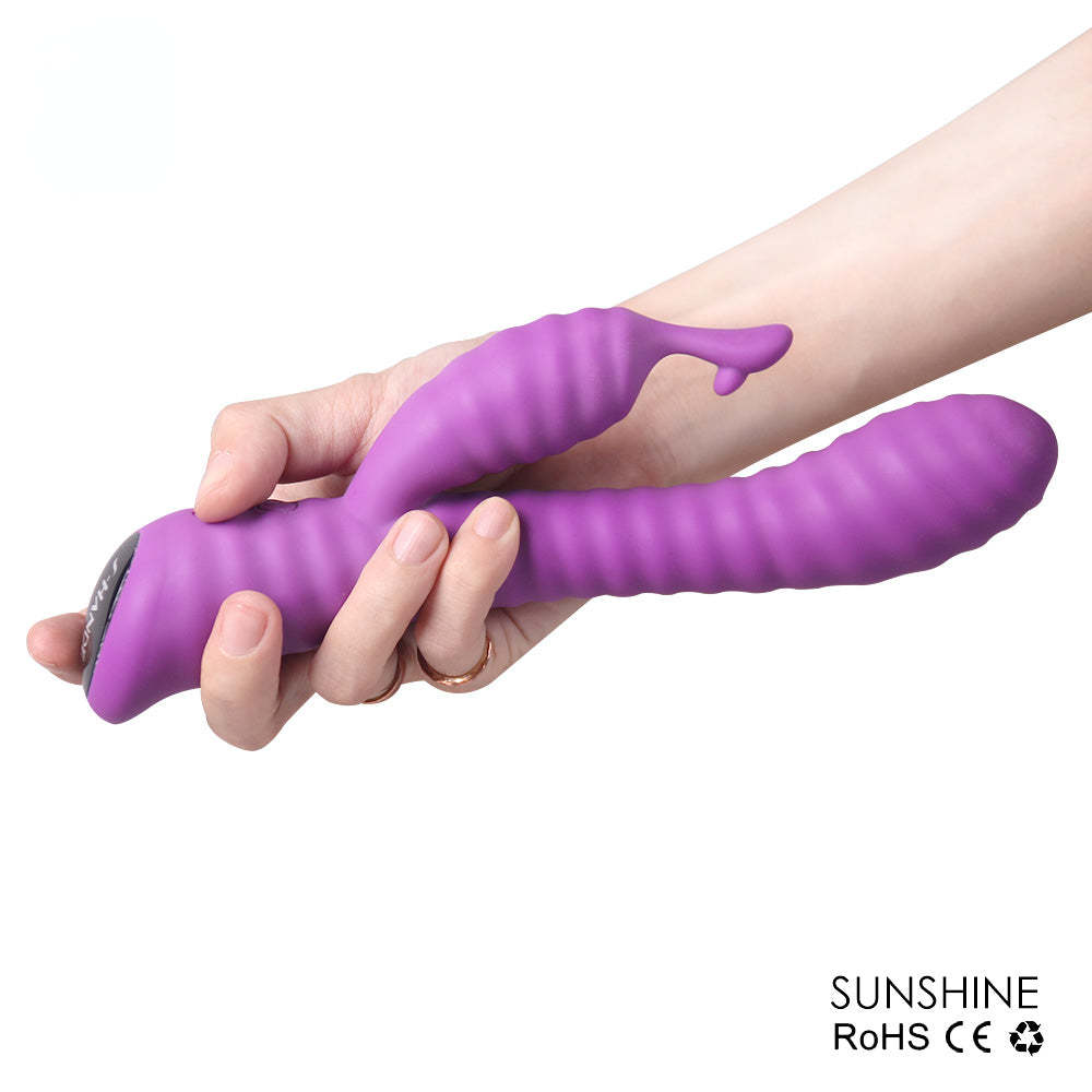 S027  9 Patterns vibrating adult sex toys rabbit vibrator with colorful LED lights