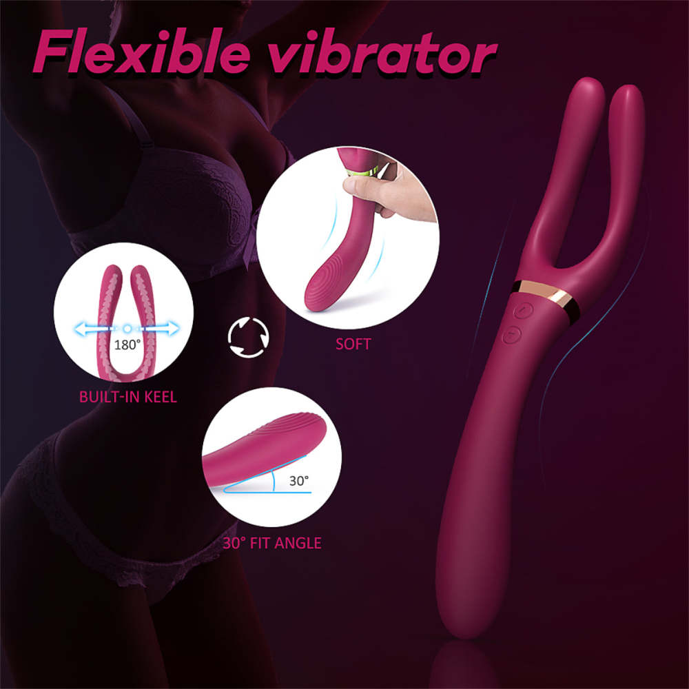 H010 Silicone Lesbian Masturbation stick Sex Toy Vibrating Shaking Double Stimmulation Vibrator In Sex Products Women