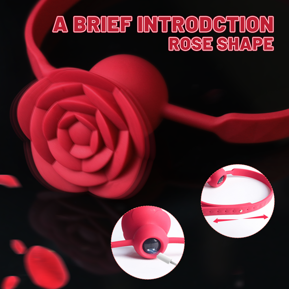 S384 Wholesale SM Rose design mouth Gag Ball adult bdsm bondage vibrator adult sex toy