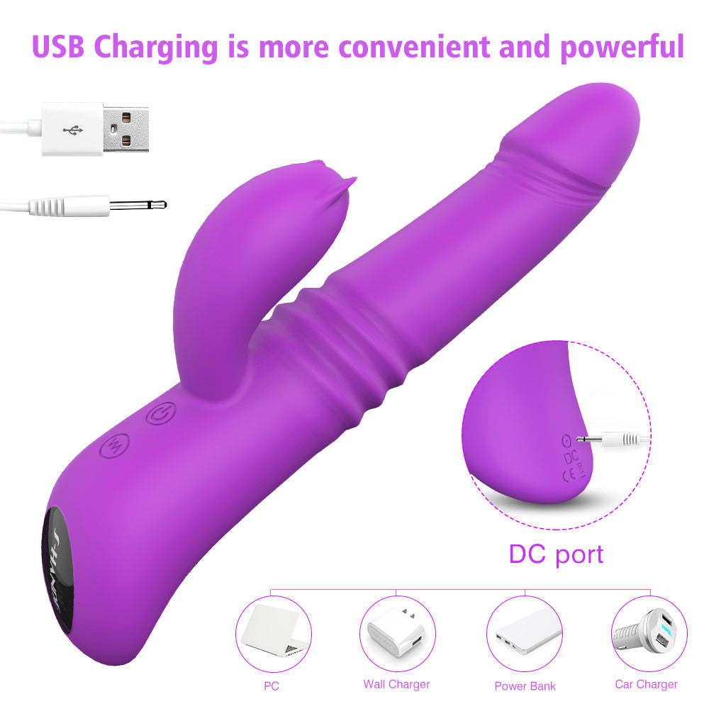 S030  9 frequency scaling modes heating function double motor rabbit vibrator for women masturbation sex toy
