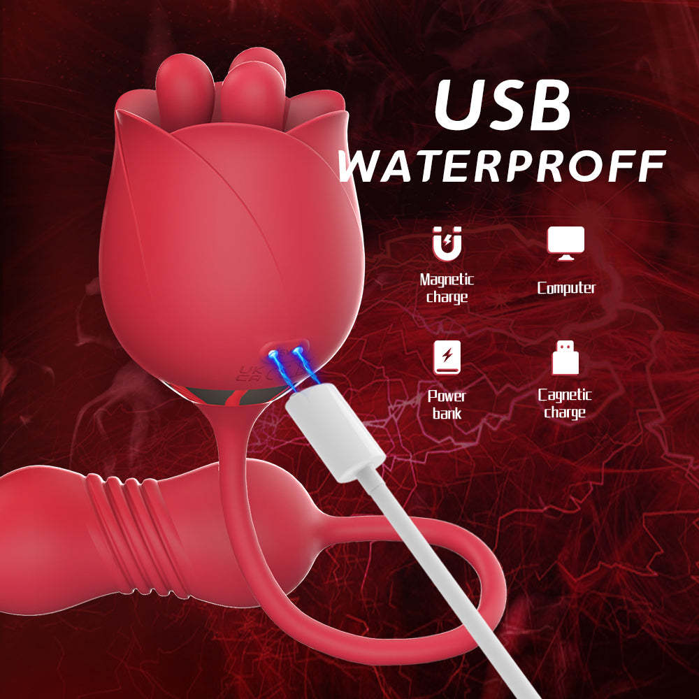 S475-7 drop shipping nipple massager pulsing rose vibrator 2 in 1 sex toys for women vagina vibrator