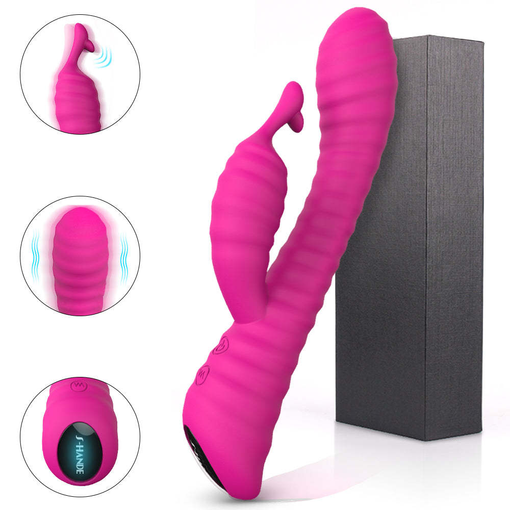 S027  9 Patterns vibrating adult sex toys rabbit vibrator with colorful LED lights