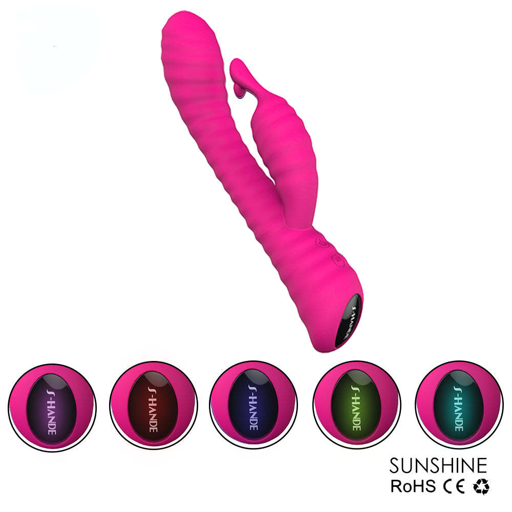 S027  9 Patterns vibrating adult sex toys rabbit vibrator with colorful LED lights