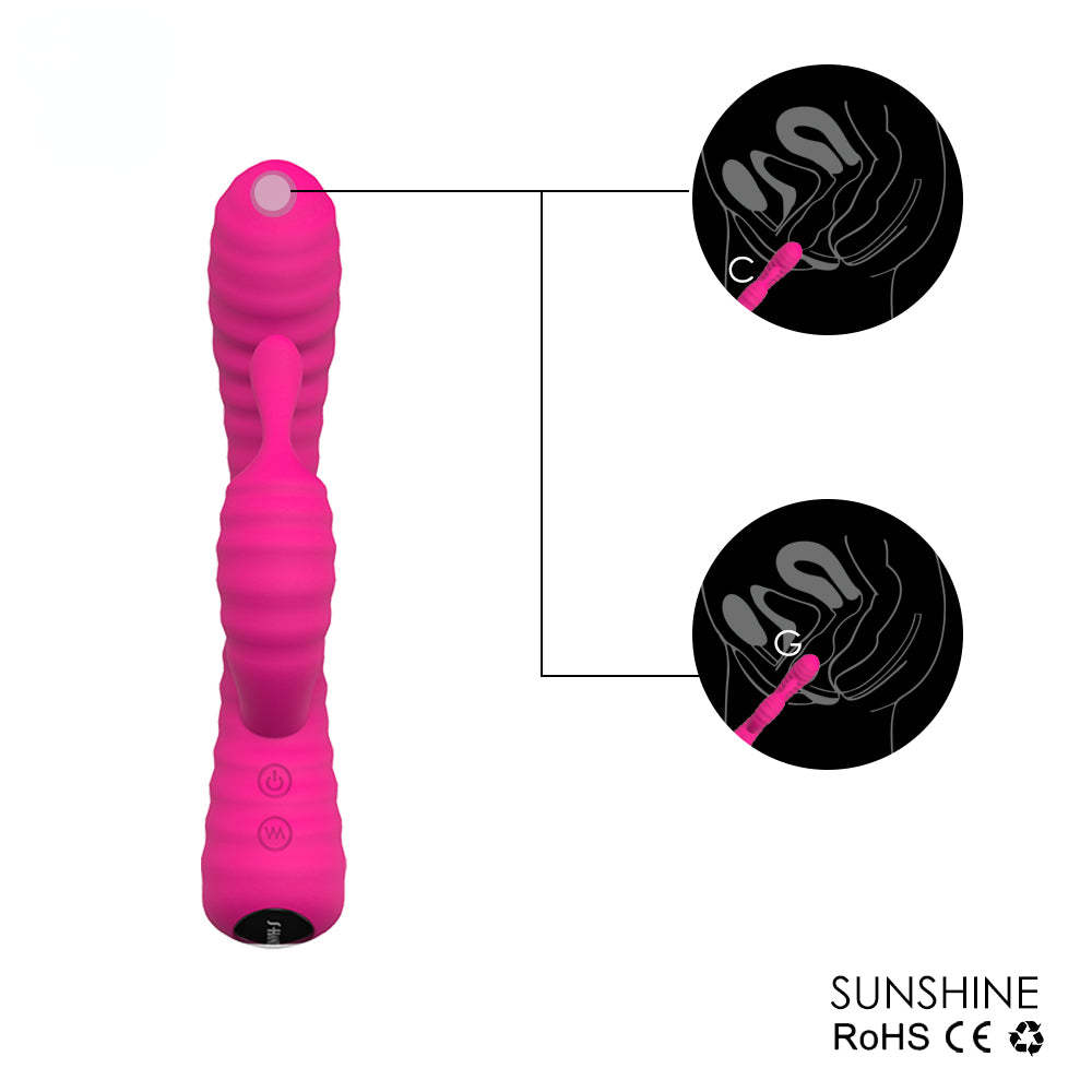 S027  9 Patterns vibrating adult sex toys rabbit vibrator with colorful LED lights