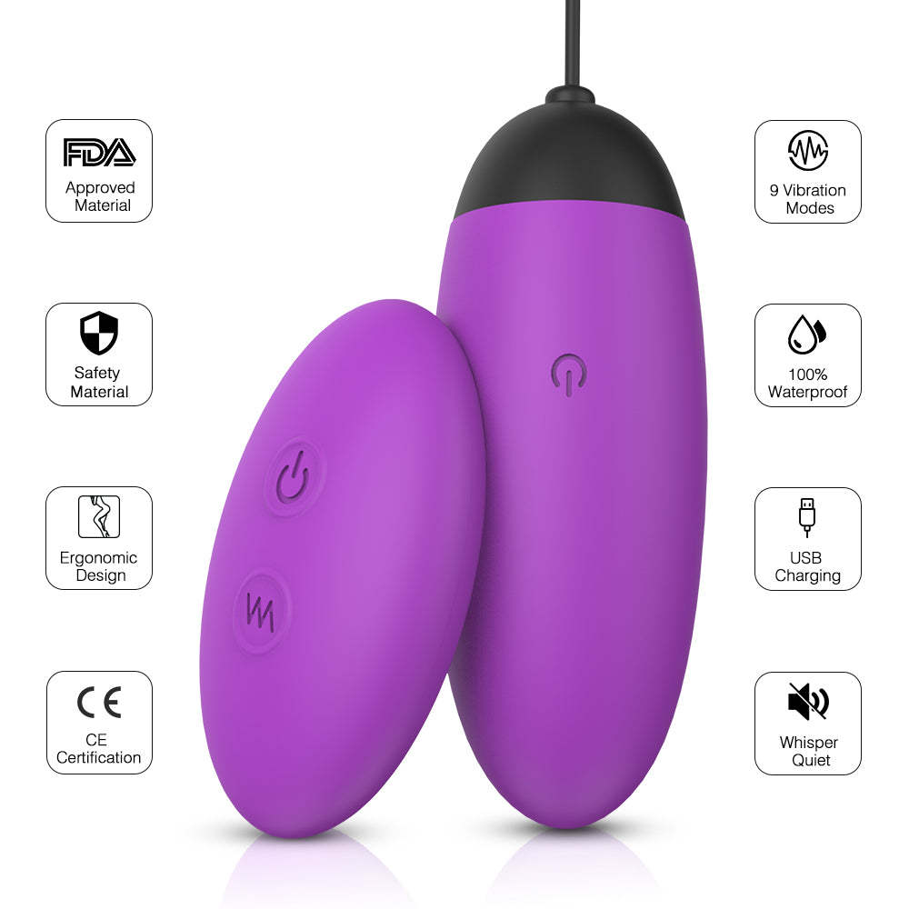 S054  New Waterproof Women Wireless Vibrating 9 pattern Remote Control Vibrator Adult Sexy Toys