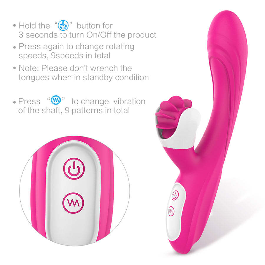 S196  Tongue Licking silicone Vibration Double Stimulation 9 Frequency Masturbation Clit tongue Sex toys Adult Vibrator