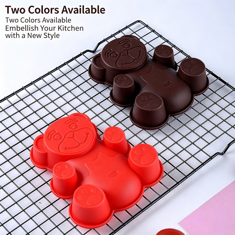 Cute Bear Silicone Cake Mold – Small Animal-Shaped Baking Pan for DIY Oven Baking