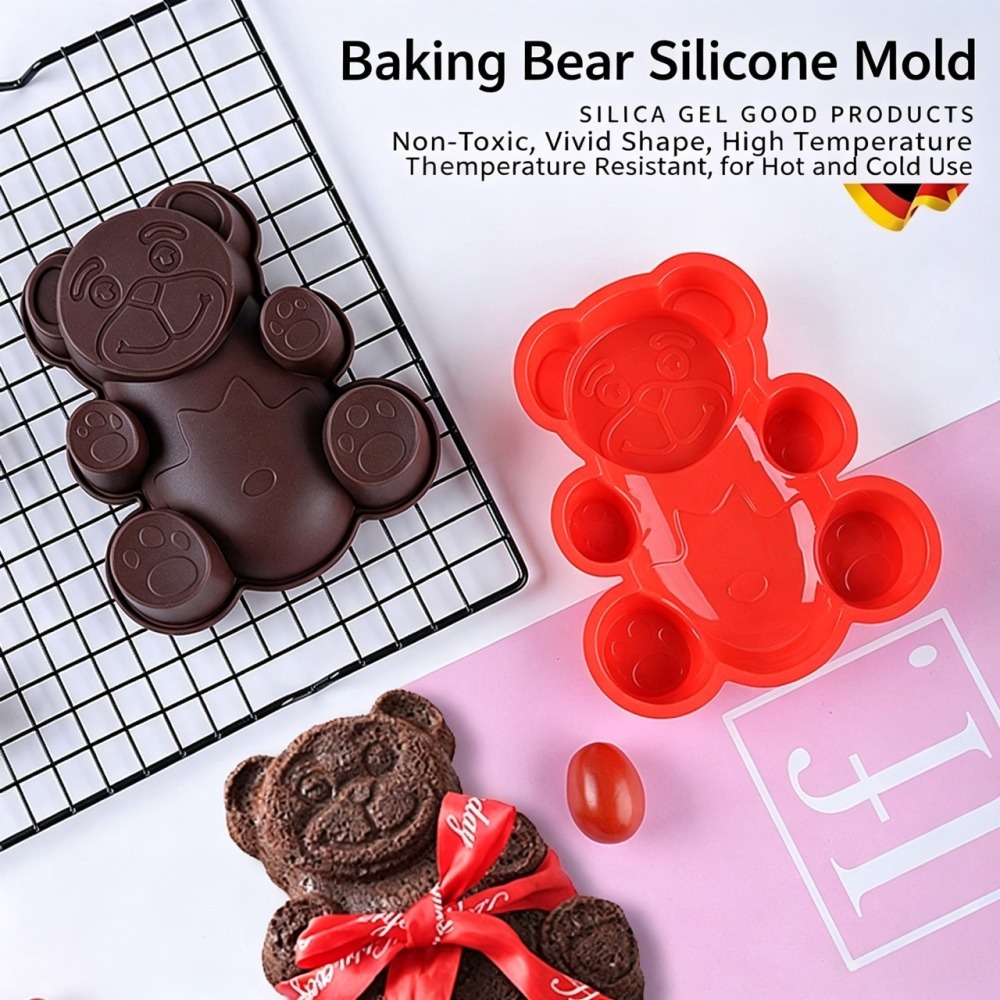 Cute Bear Silicone Cake Mold – Small Animal-Shaped Baking Pan for DIY Oven Baking