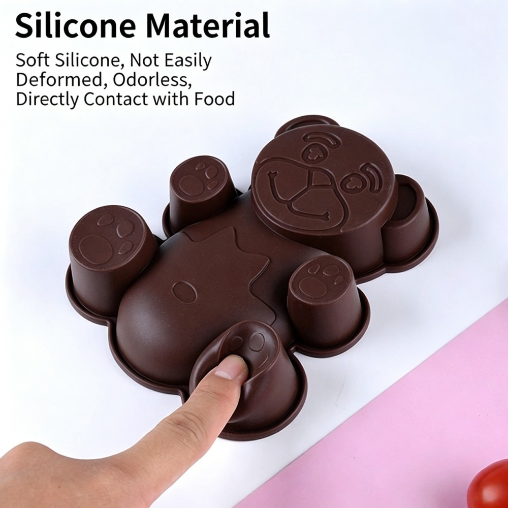 Cute Bear Silicone Cake Mold – Small Animal-Shaped Baking Pan for DIY Oven Baking