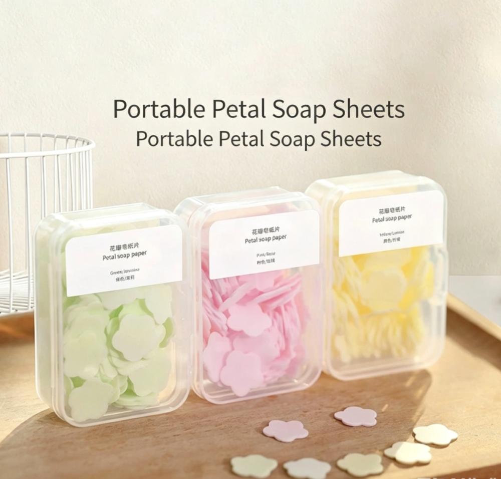 Portable Hand Soap Sheets – Flower Shaped Travel Soap Paper for Kids Students