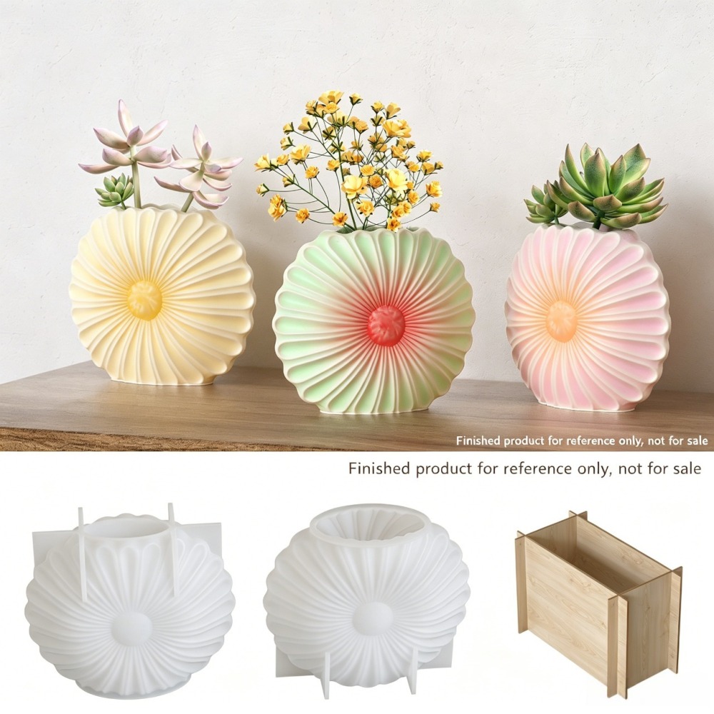 3D Sunflower Flower Pot Silicone Mold – Reusable DIY Vase Candle Plaster Mold