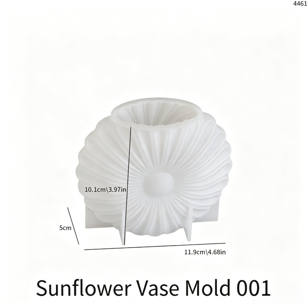3D Sunflower Flower Pot Silicone Mold – Reusable DIY Vase Candle Plaster Mold
