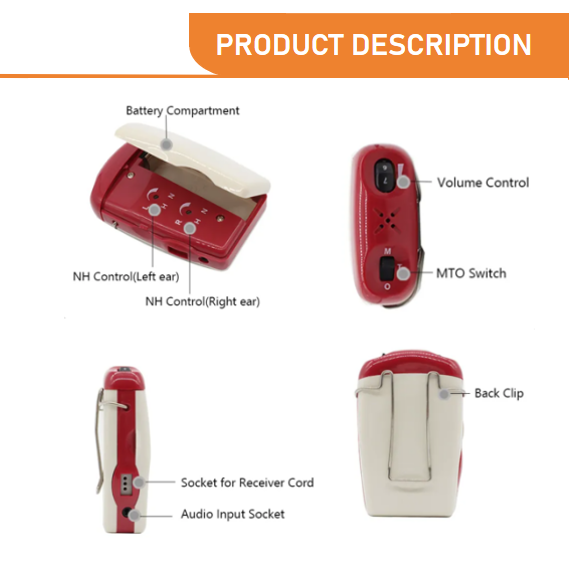 LOVE 200 Super Power Body Worn Pocket Hearing Aid with Trimmer for Severe Hearing Loss