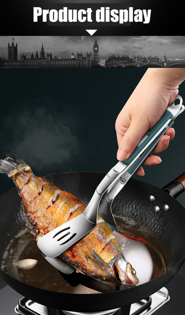 Fish clamp and frying spatula