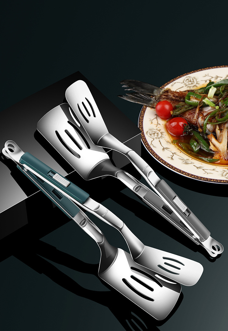 Fish clamp and frying spatula