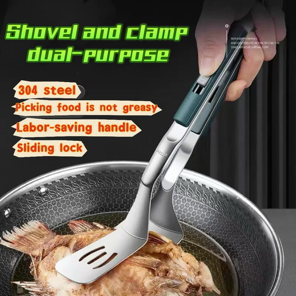 Fish clamp and frying spatula