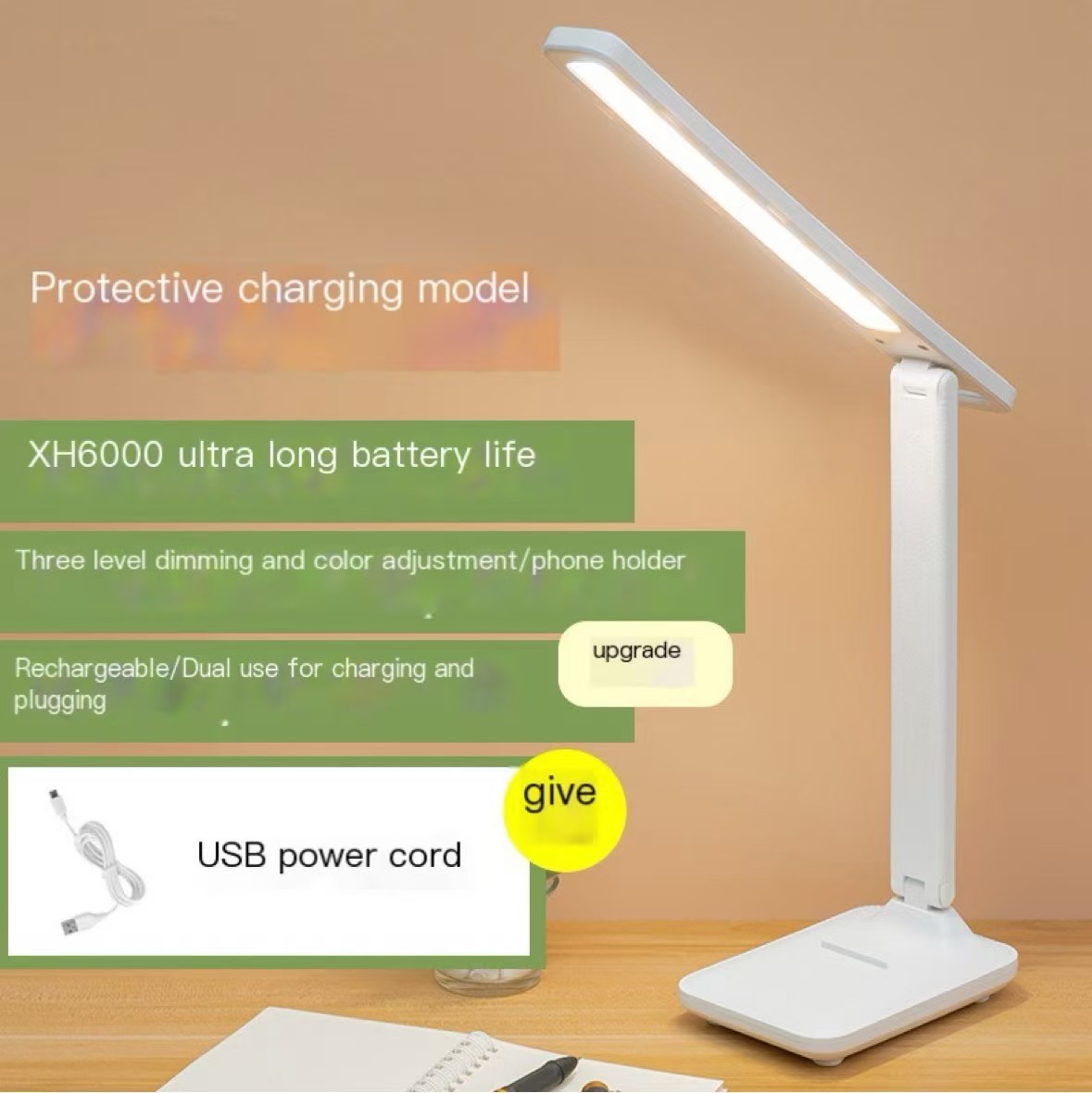 Foldable reading desk lamp