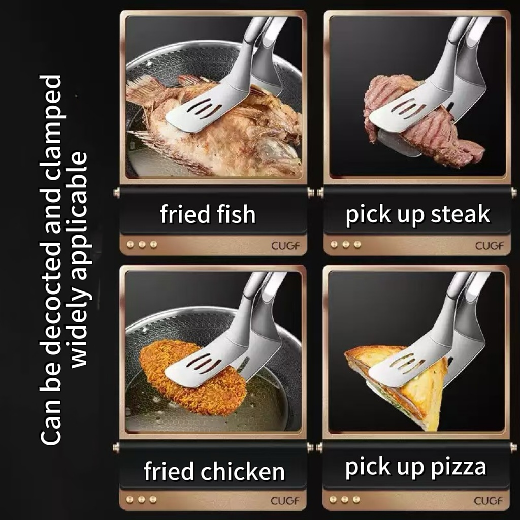 Fish clamp and frying spatula