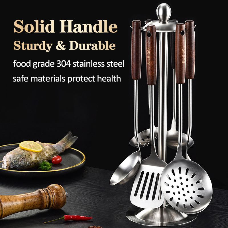 Set of 7-piece stainless steel kitchen utensils