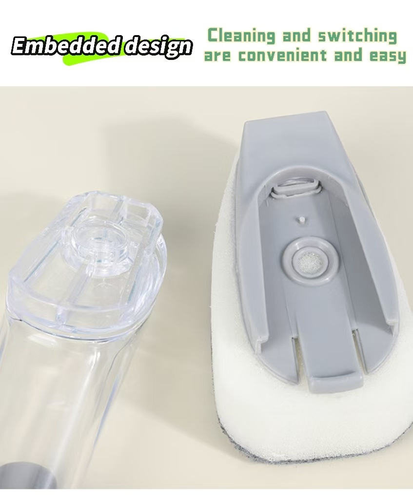 Automatic liquid-adding pot-washing brush
