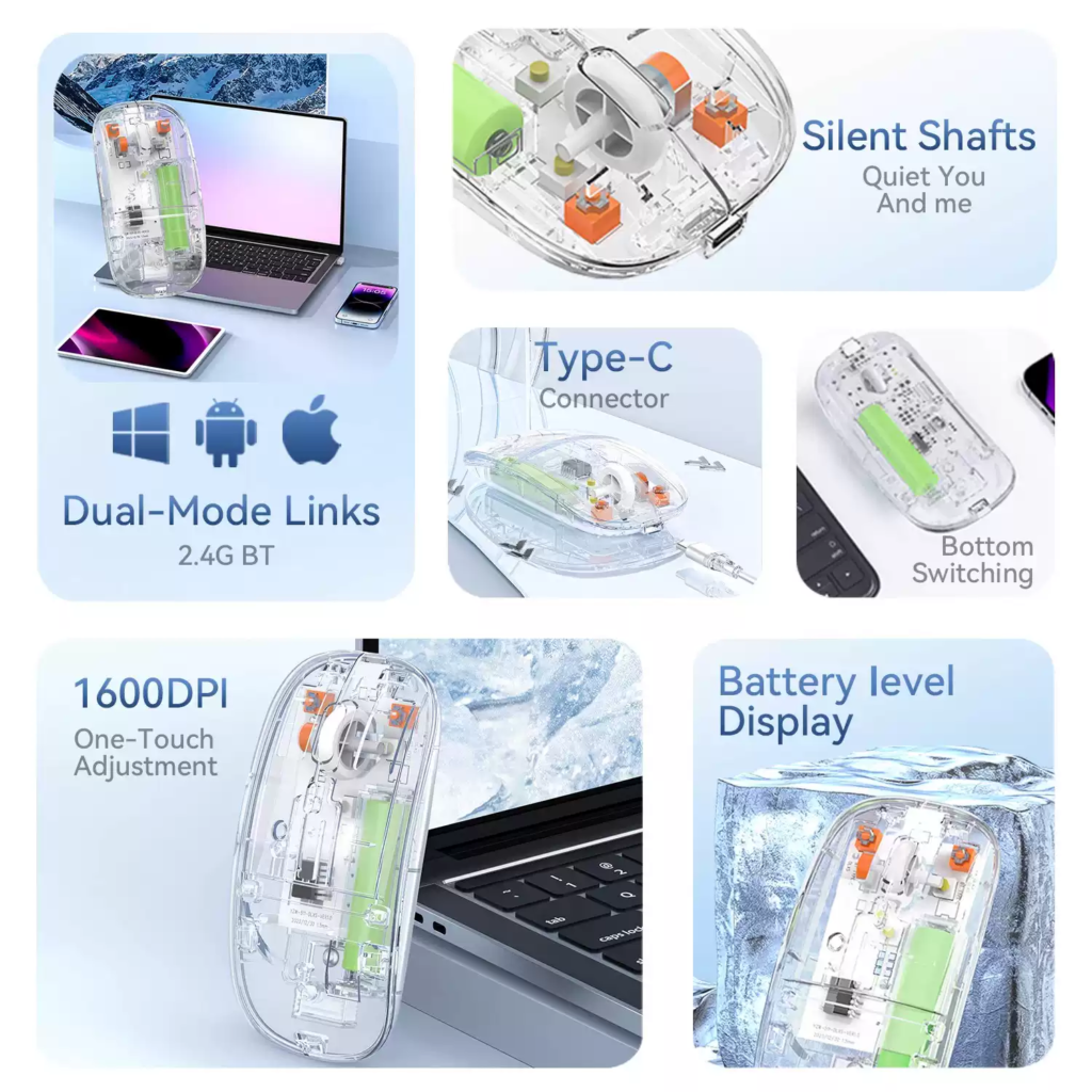 Transparent wireless bluetooth mouse