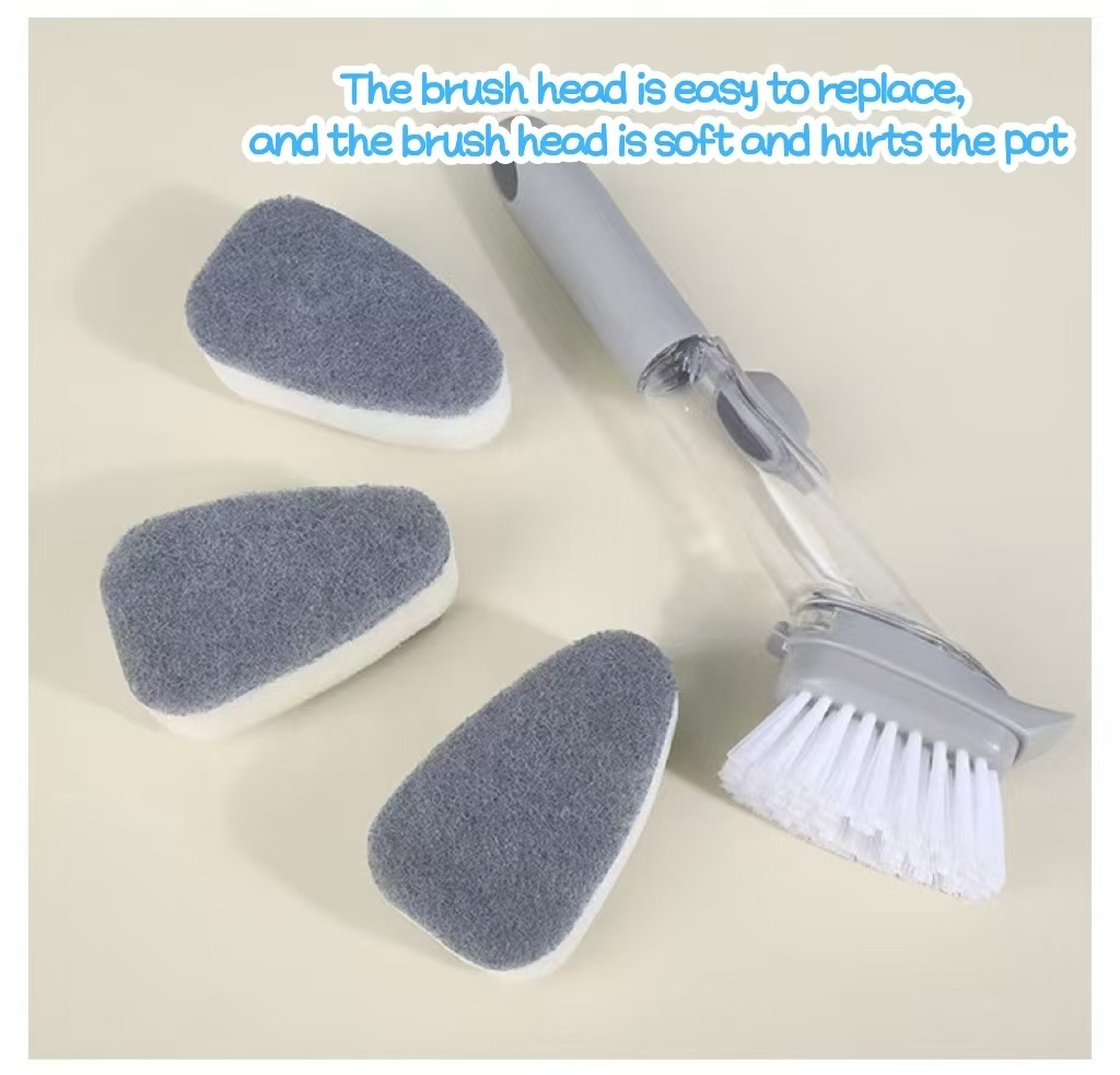 Automatic liquid-adding pot-washing brush