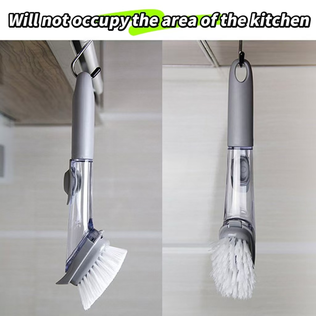 Automatic liquid-adding pot-washing brush