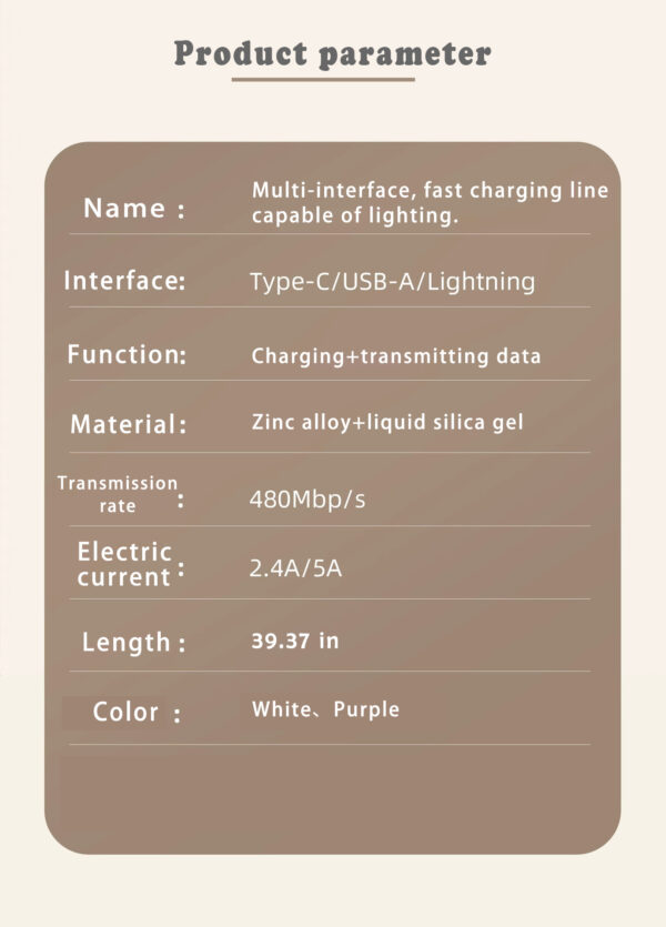 Breathing light data cable
