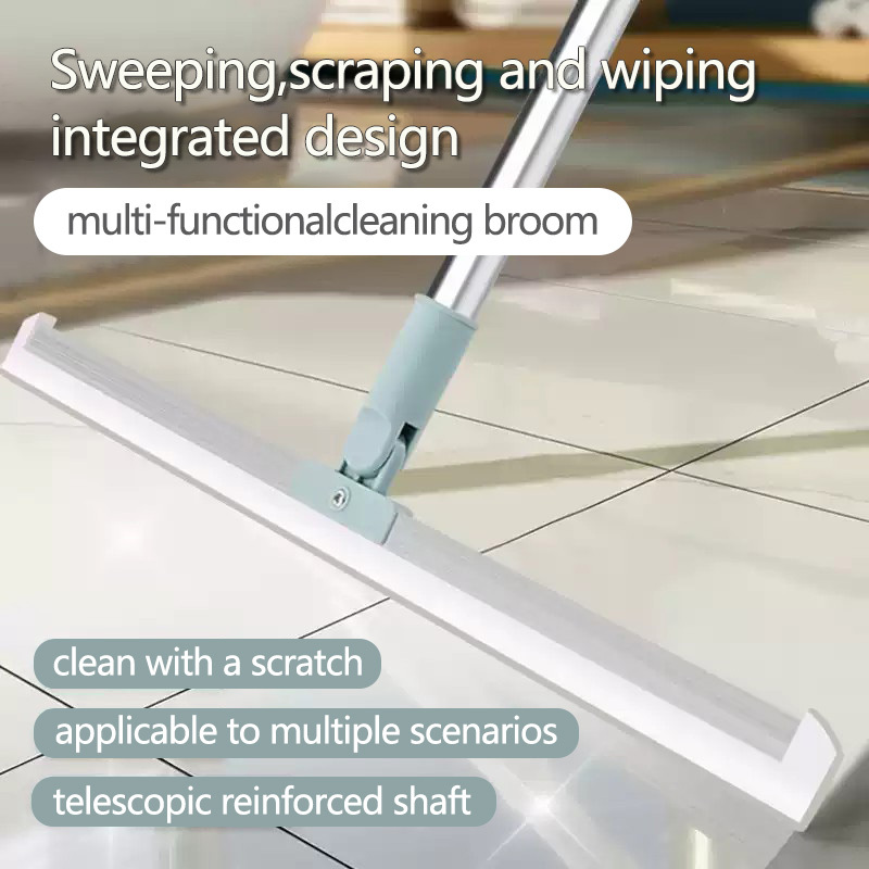 Broom with scraping strips