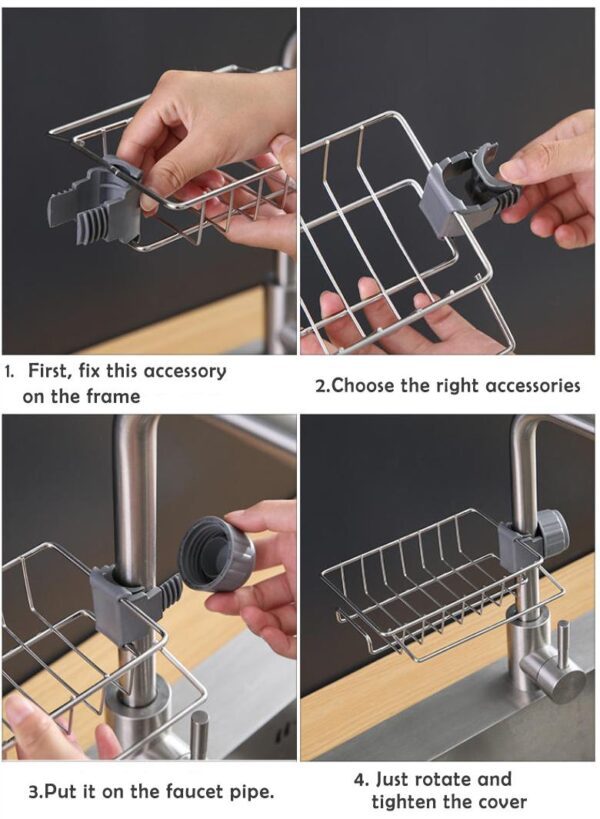 Stainless steel shelf for faucet