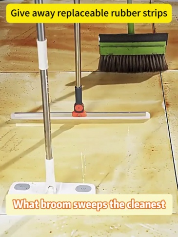 Broom with scraping strips