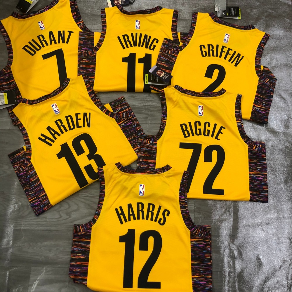 NBA Nets Commemorative Edition Yellow Camouflage Basketball Shirt (including player name and number)