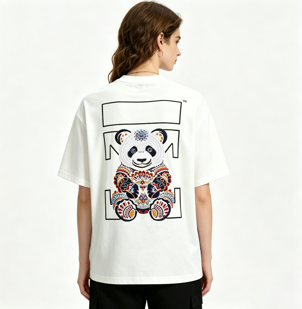 Premium Oversized Butterfly Embroidered T-Shirt – White | Unisex Cotton Tee