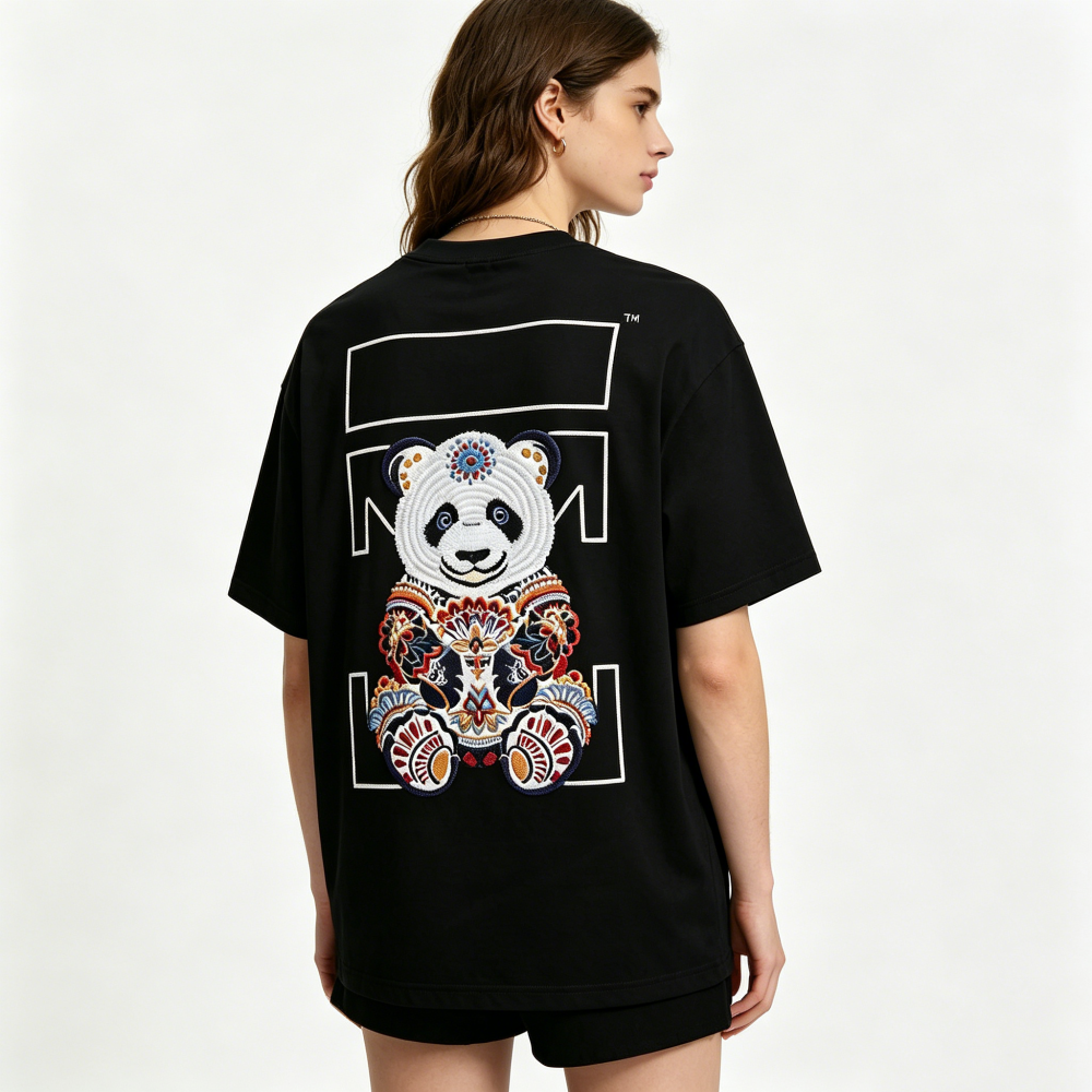 Premium Oversized Butterfly Embroidered T-Shirt – White | Unisex Cotton Tee
