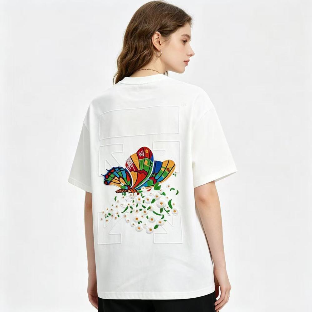 OFF-WHITE UV-Reactive Embroidered Back Print T-Shirt