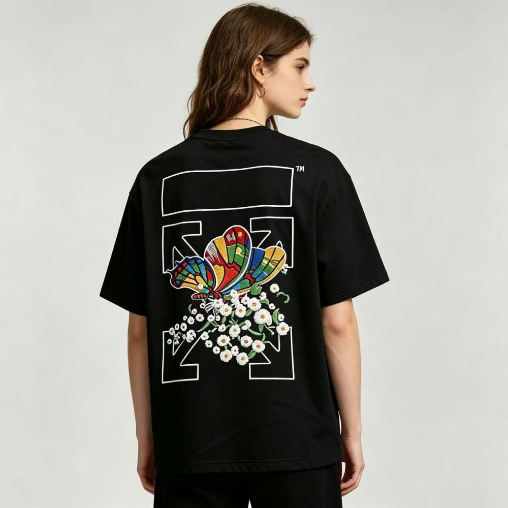 OFF-WHITE UV-Reactive Embroidered Back Print T-Shirt